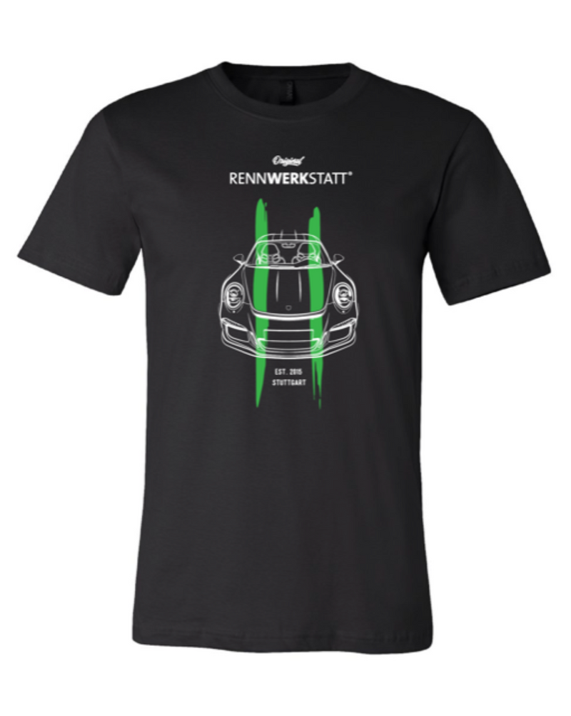 T-Shirt - Porsche 911 R - Green Stripes on Black