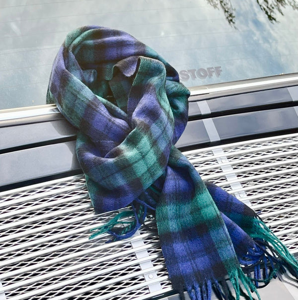 Scarf - Tartan - Green-Blue-Black