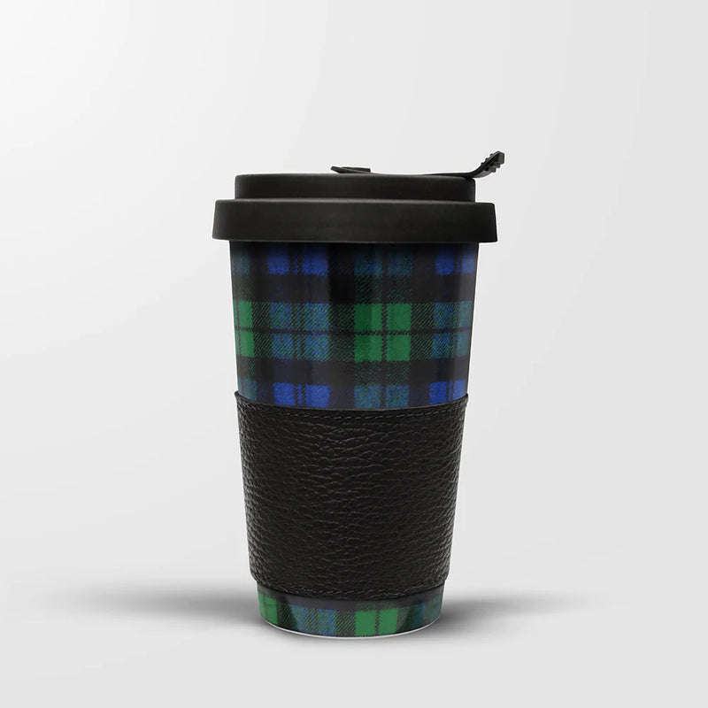 Coffee Cup - Tartan - Green-Blue-Black
