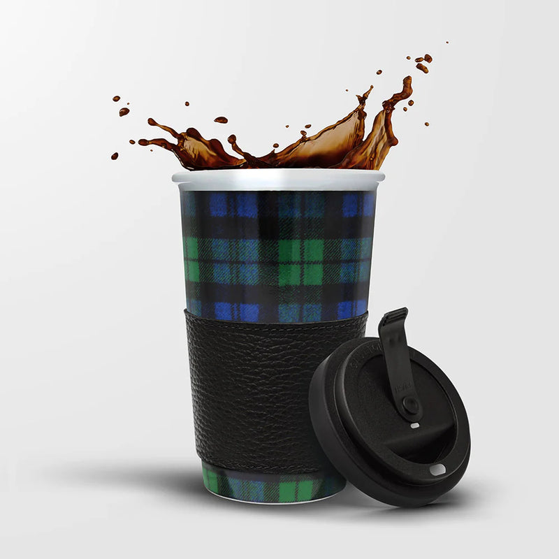Coffee Cup - Tartan - Green-Blue-Black