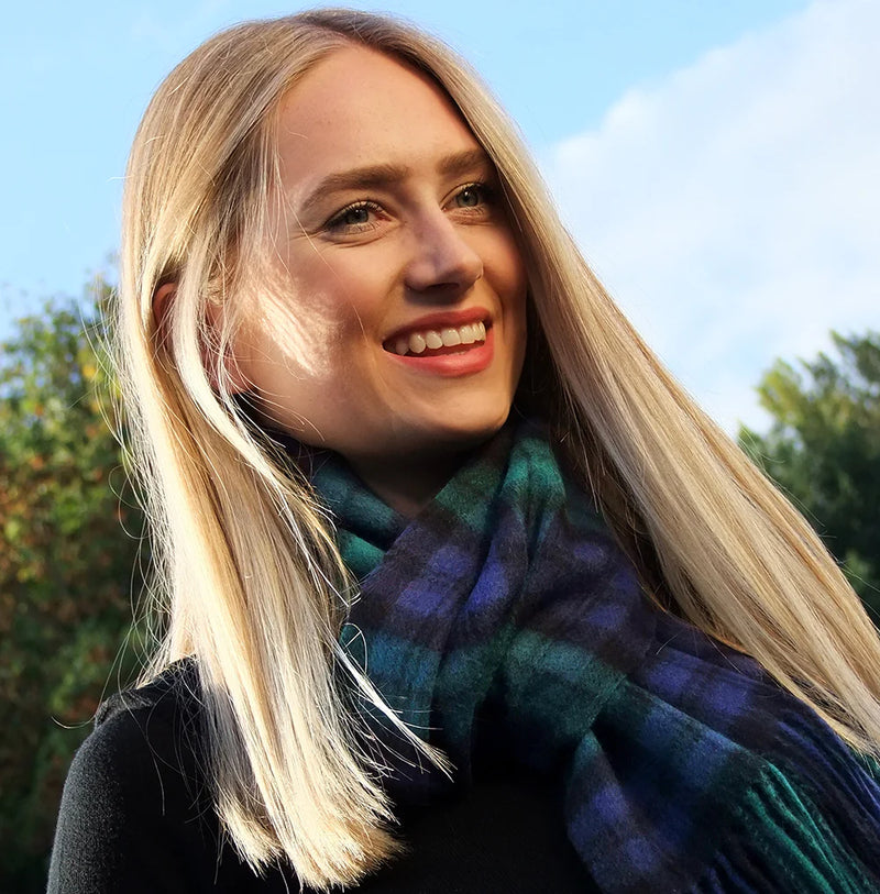 Scarf - Tartan - Green-Blue-Black