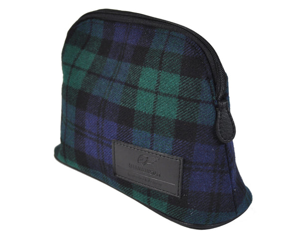 MakeUp Bag / Dopp Kit - Tartan Green-Blue-Black