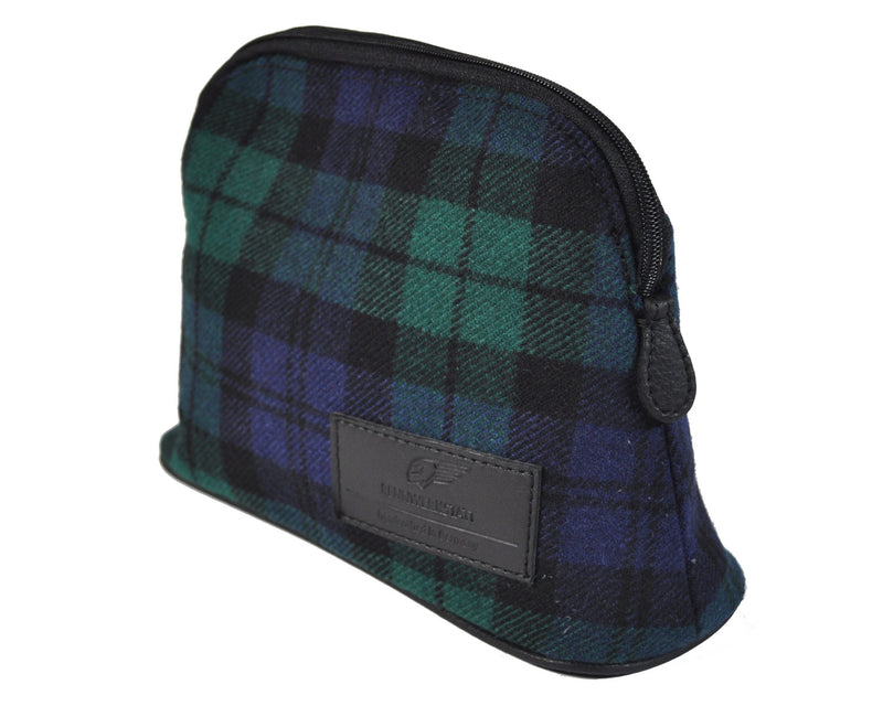 MakeUp Bag / Dopp Kit - Tartan Green-Blue-Black