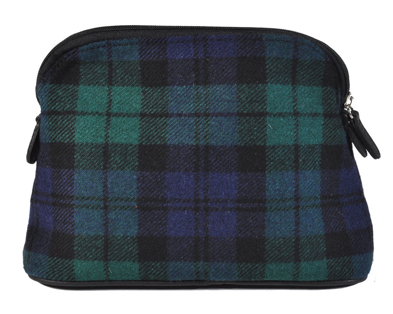 MakeUp Bag / Dopp Kit - Tartan Green-Blue-Black