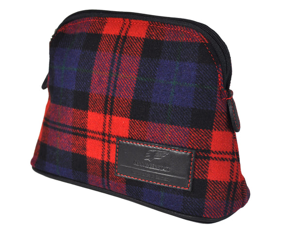MakeUp Bag / Dopp Kit - Tartan Red-Blue-Black