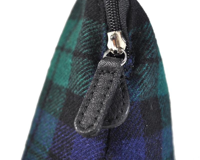 MakeUp Bag / Dopp Kit - Tartan Green-Blue-Black