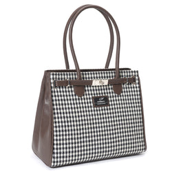 OceanDrive / Ladies Handbag - Pepita (vintage) with Brown Leather