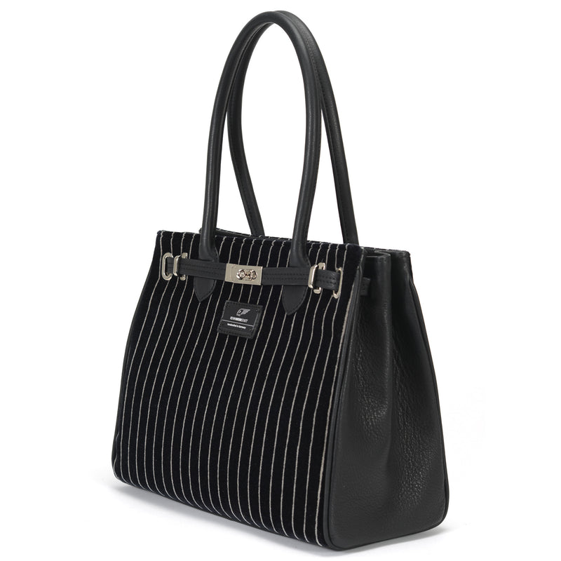 OceanDrive / Ladies Handbag - Pinstripe Black