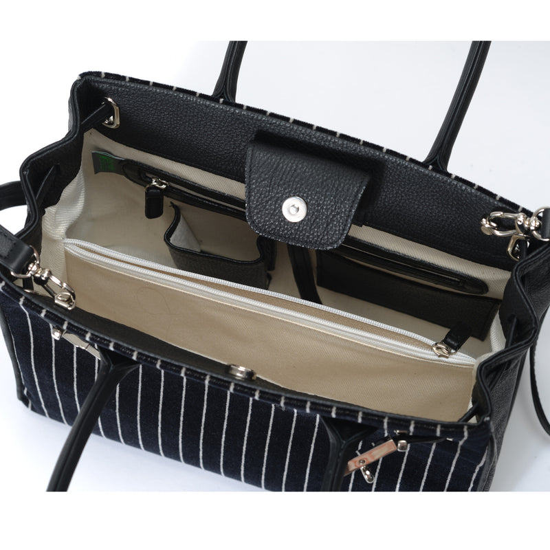 OceanDrive / Ladies Handbag - Pinstripe Black