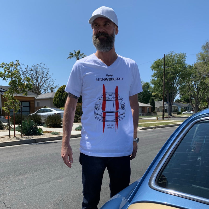 T-Shirt - Porsche 911 R - Red Stripes on White